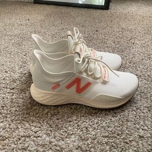 New Balance White and Coral Running Shoes